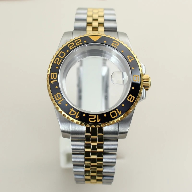 Diver 40MM Two Tone Watch Case 5-link Bracelet Ceramic Bezel For NH35 NH36 NH38