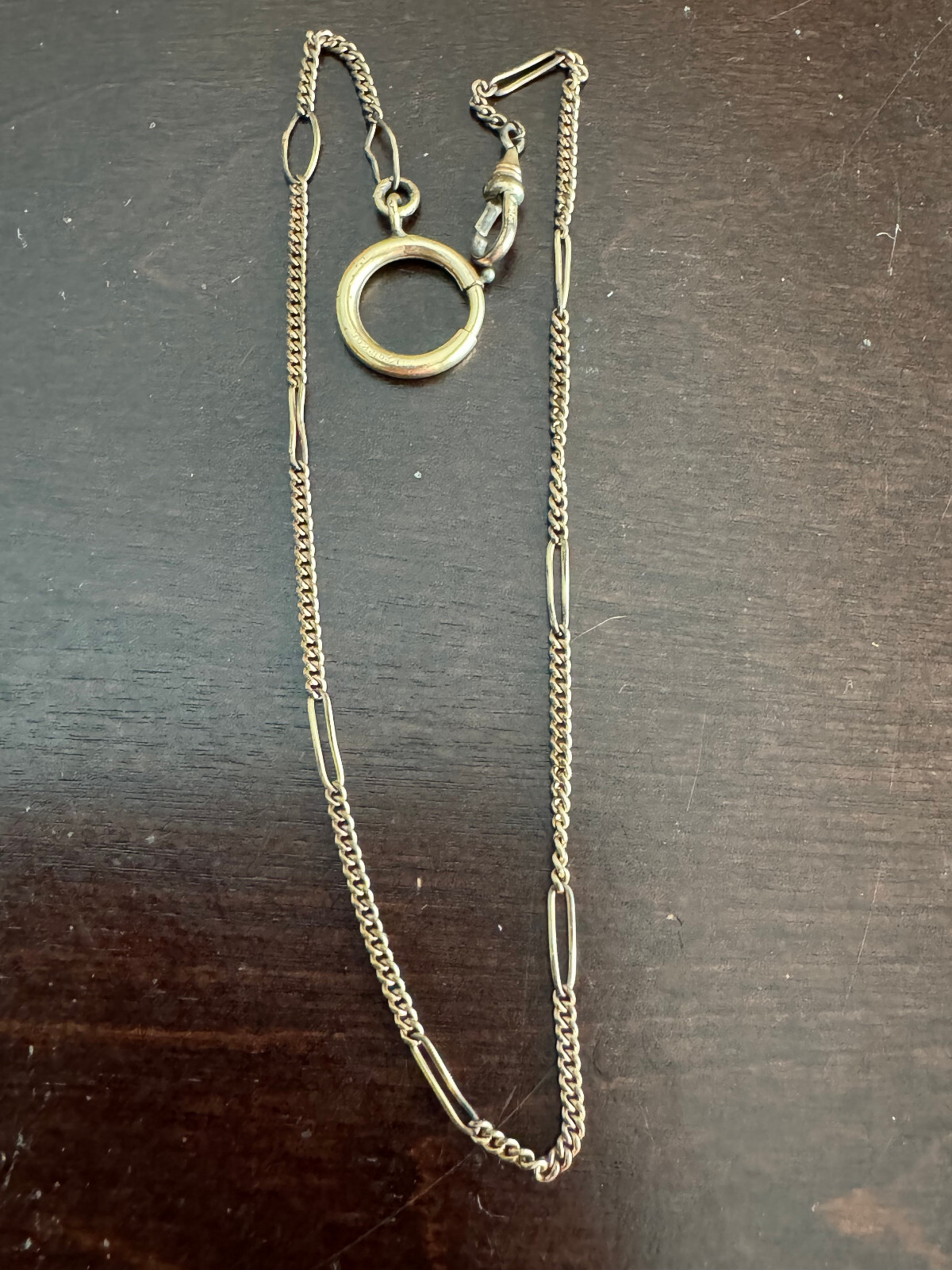 VINTAGE 13.5 INCH K.W. CO. POCKET WATCH CHAIN, 1/20TH 12K GOLD FILLED