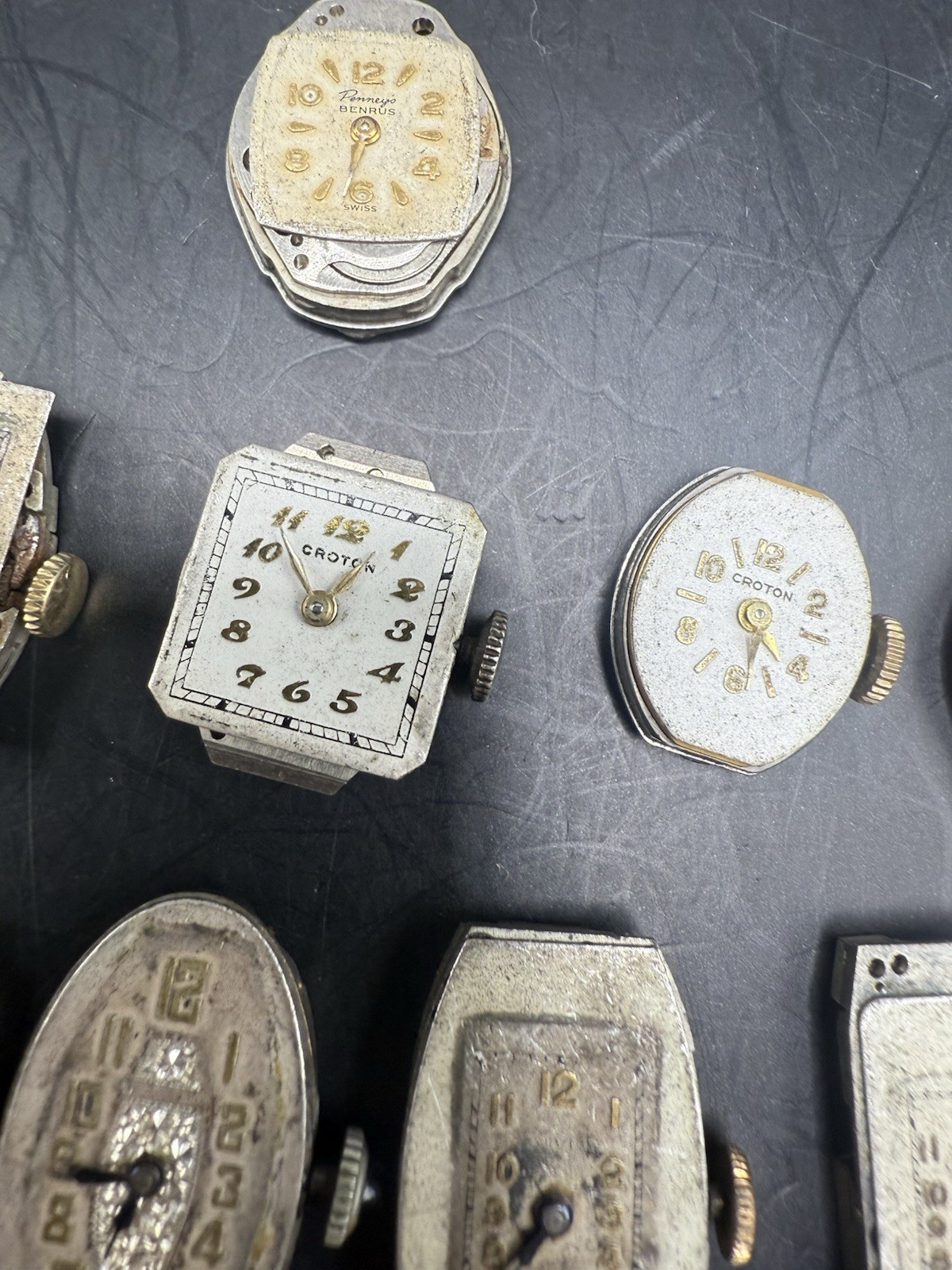 LOT of 16 Vintage Ladies Watch Movements & Dials Various Brands For Parts/Repair