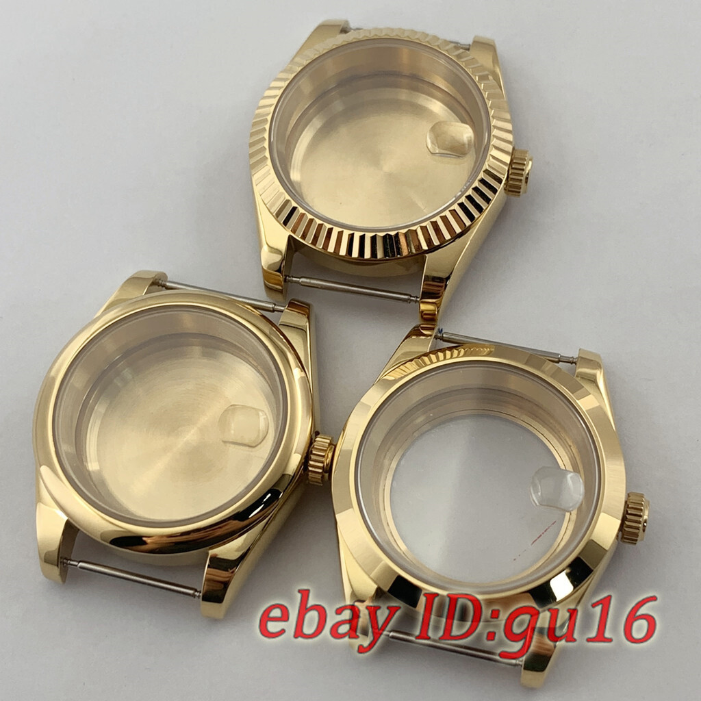 36mm/40mm Gold Sapphire Watch case Fit NH35 NH36 ETA 2824/2836 Miyota 8215 821A