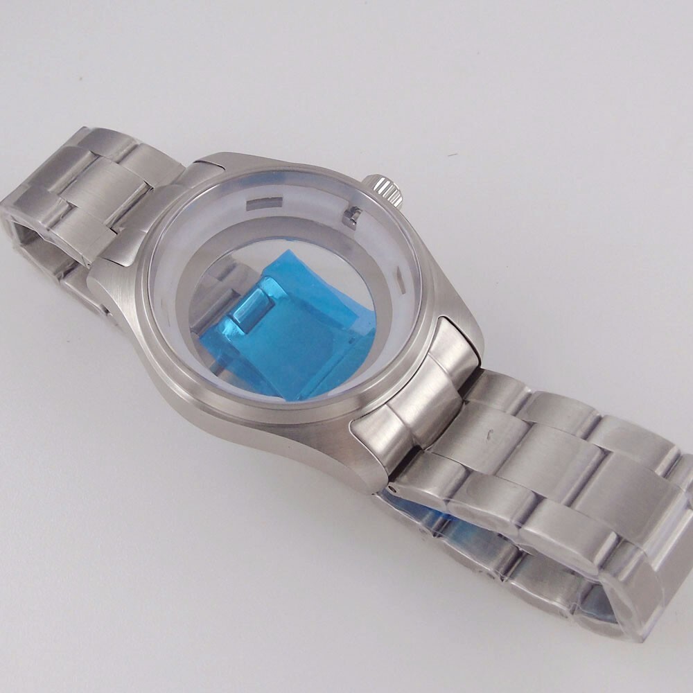 36mm Pilot Stainless Steel Sapphire Watch Case Fit NH35 NH36 ETA 2824 Glass Back