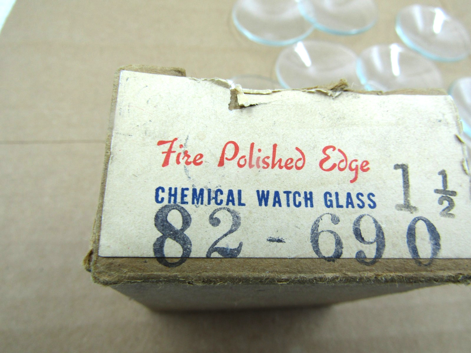 Vintage Fire Polished Edge 1 1/2″ Chemical Watch Glass Boxes/ 10 Pieces #82-690
