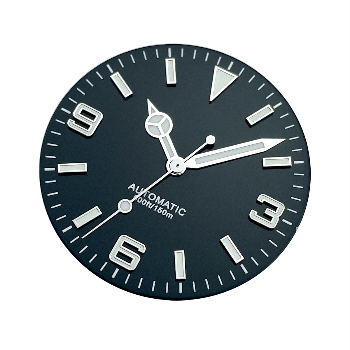 28.5mm Explor Style Watch Dial Black White with Hands Set NH38A BGW9 No Date