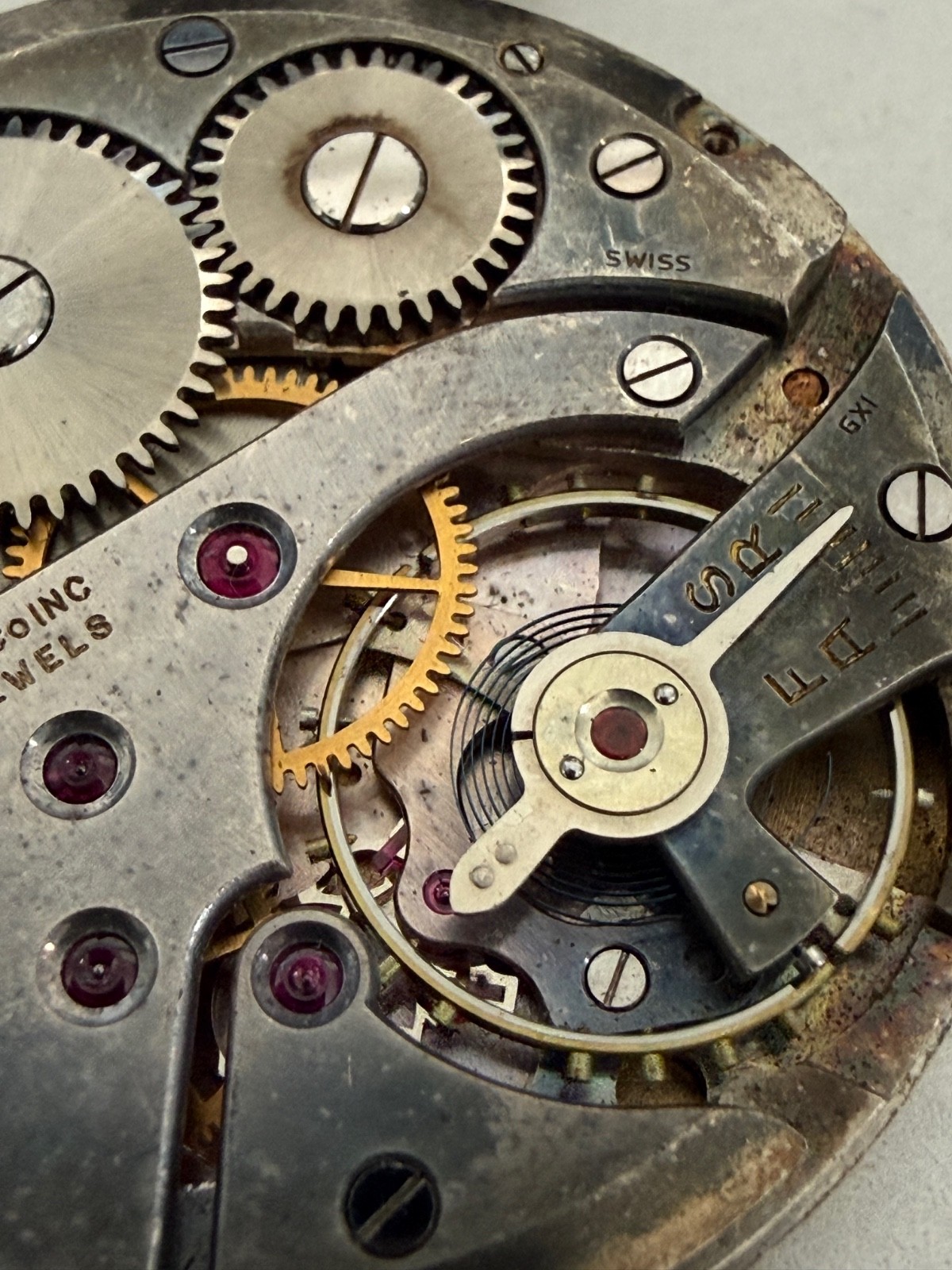 Antique GOTHAM Pocket Watch FACE and MOVEMENT Only Swiss Movement 17 Jewels