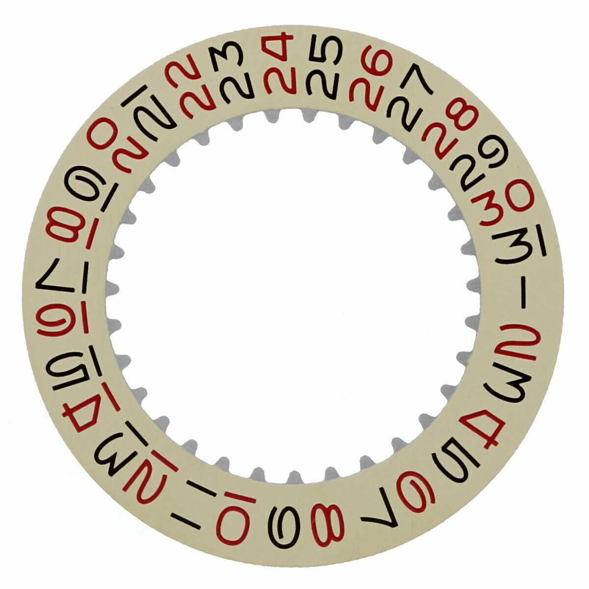 Date Disc For Rolex 1530-1570 Movement Champagne Yellow With Red/Black Numbers