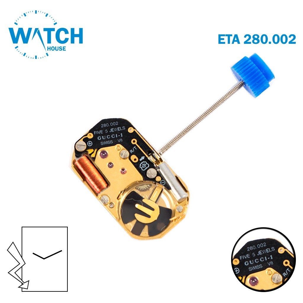 ETA 280.002 Gucci-1 Swiss Made Watch Movement-2 Hands-Without Disk-5 Jewels.