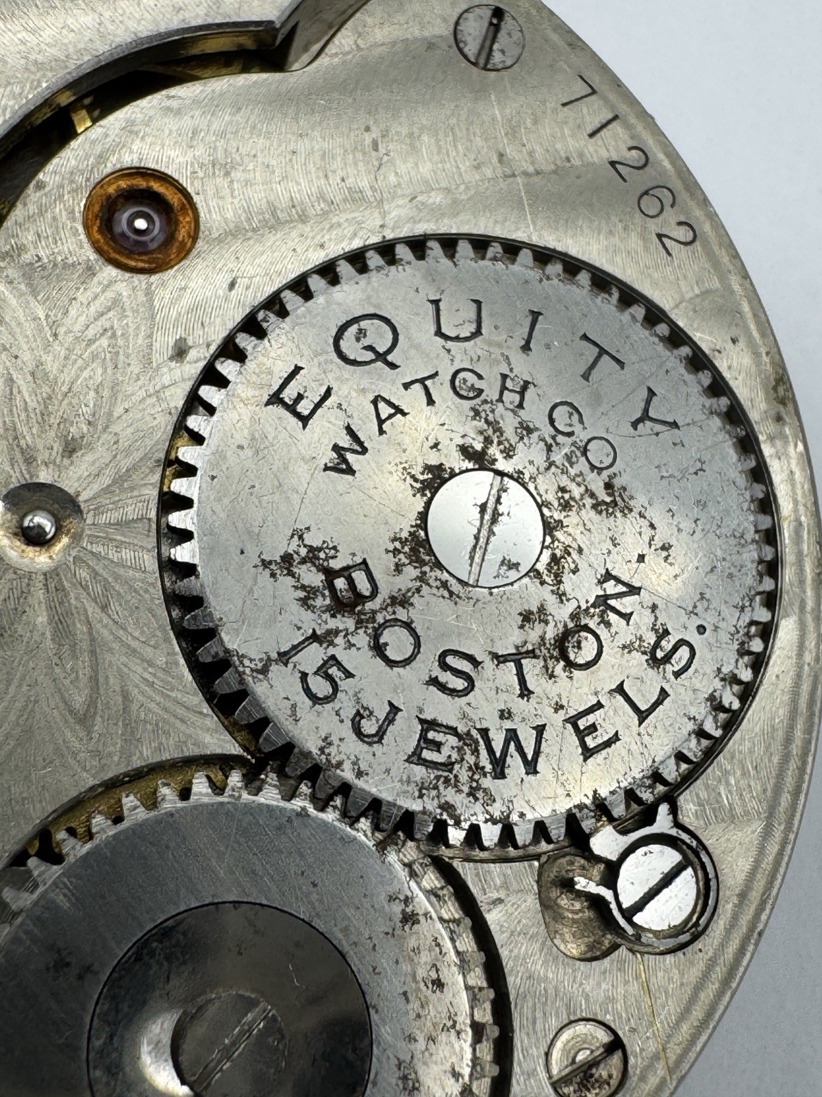 Vintage Equity 15J Pocket Watch Movement For Parts Or Repair – Good Balance