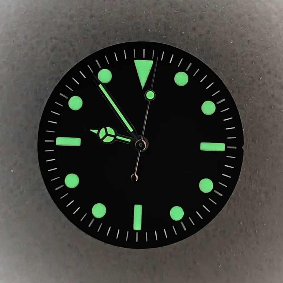 28.5MM Classic Vintage Watch Dial +Hands Set Green Luminous for NH35/36 Movement