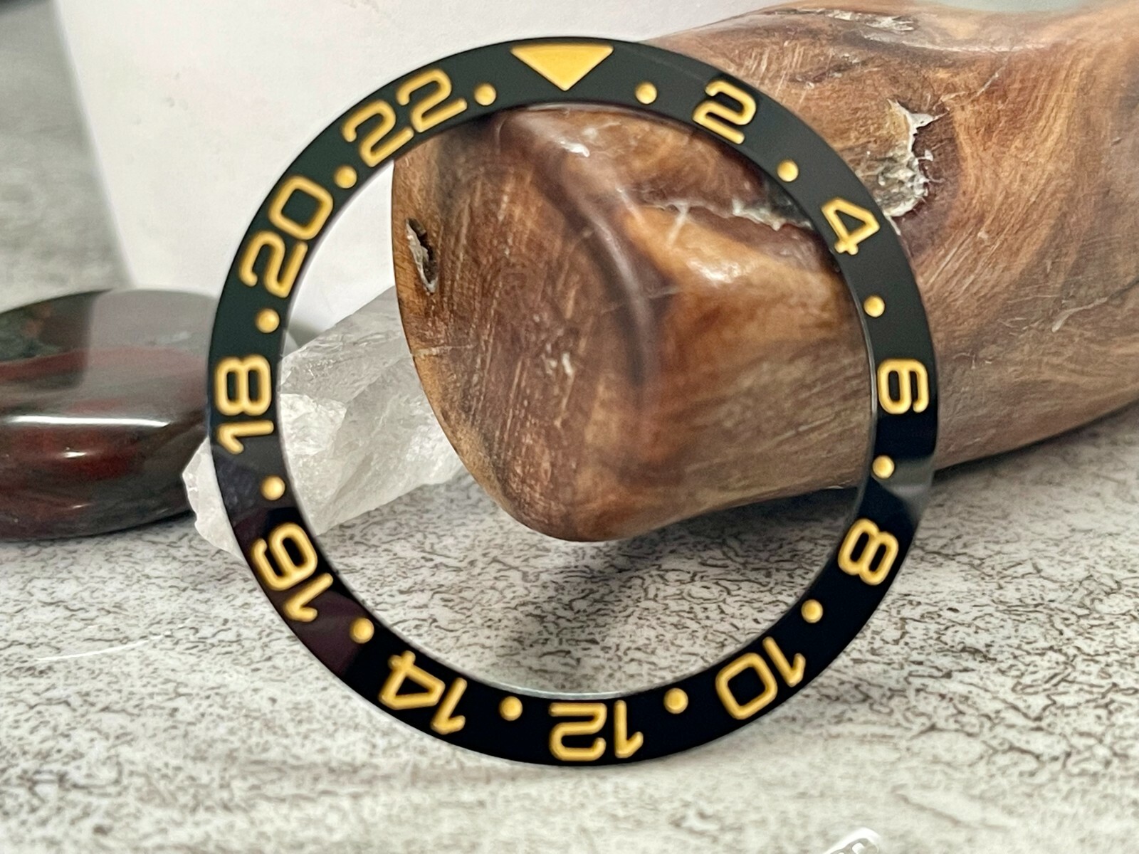 Ceramic Black/Gold GMT” SLOPED Insert for Seiko SKX SRPD MOD- US Seller