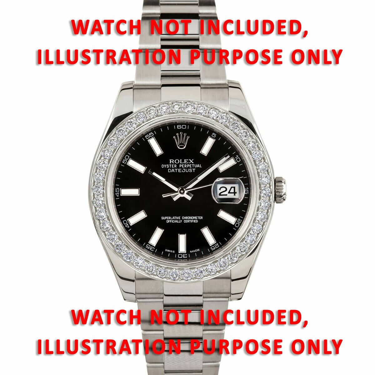 3CT BEAD SET NATURAL DIAMOND BEZEL S.STEEL FOR ROLEX DATEJUST 126300 126334 SS
