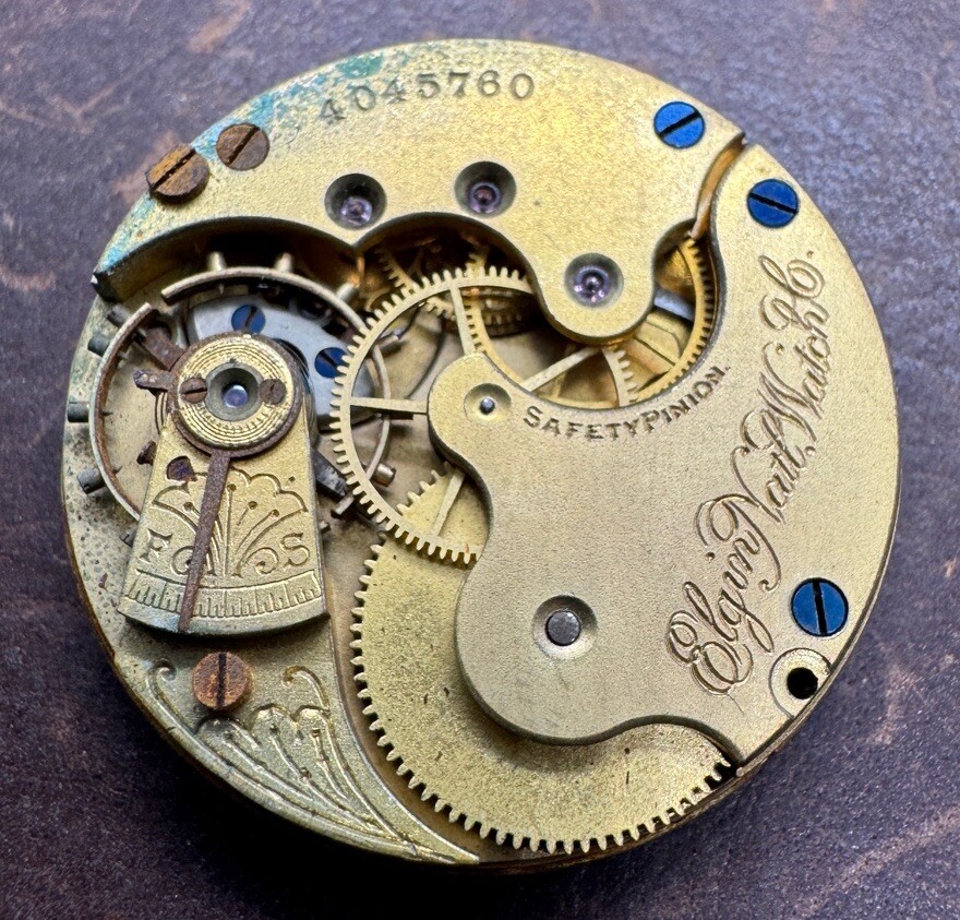 Vintage ELGIN GRADE 113 0S 11J Pocket Watch Movement. Good Staff