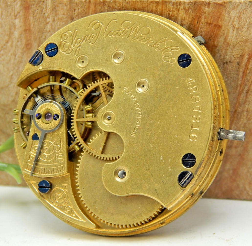 Antique 1891 Elgin 95 6 size 7 jewel pocket watch movement with dial & hands