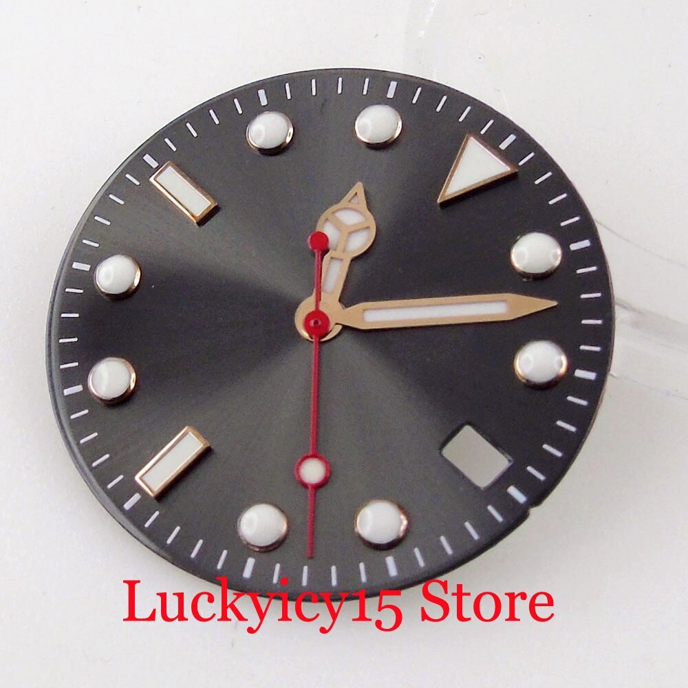 29mm Fit NH35A NH36A MIYOTA 82 ETA2824 Movement Automatic Mens Watch Black Dial