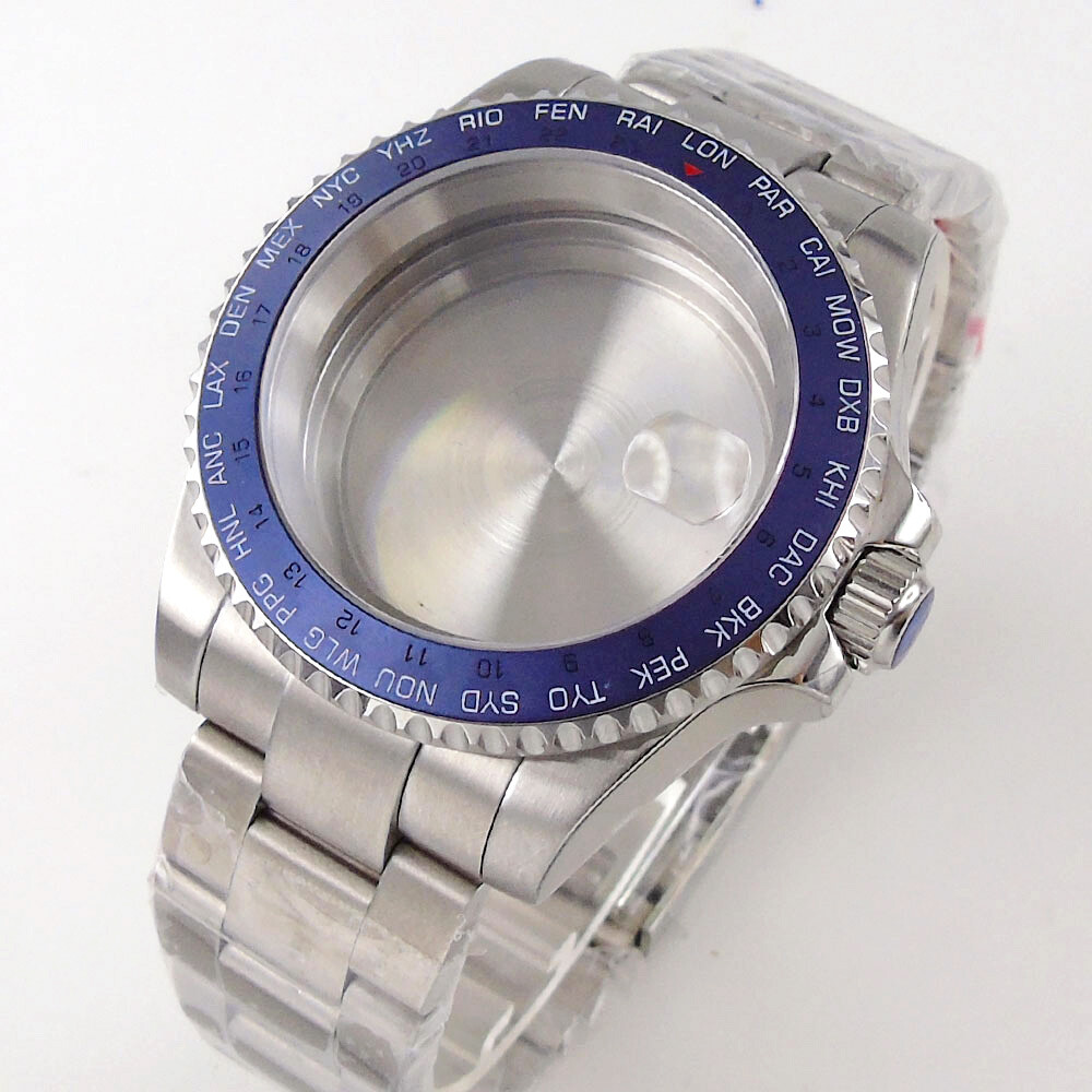 40MM SUB GMT Watch Case Ceramic Bezel Sapphire Glass Fit NH34A NH35 NH36 2824