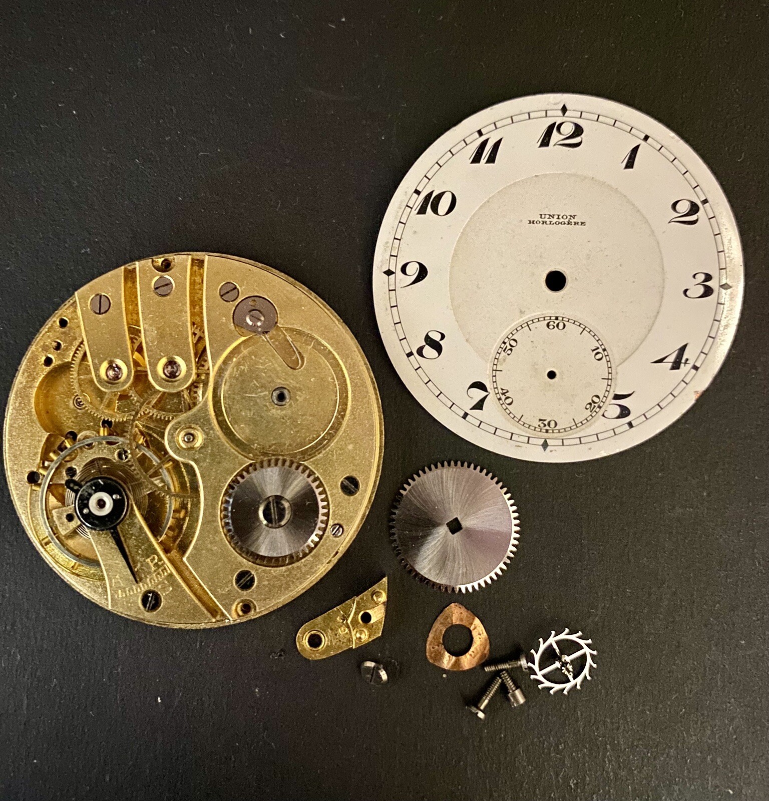 Vintage Union Pocket Watch Movement 43mm