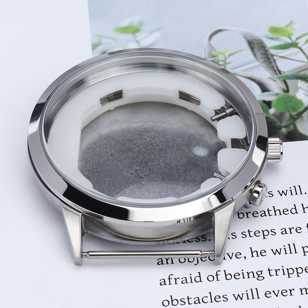 Retro Aviator Watch Case Brushed 46.8mm Stainless 10ATM For Seiko VD53 Movement