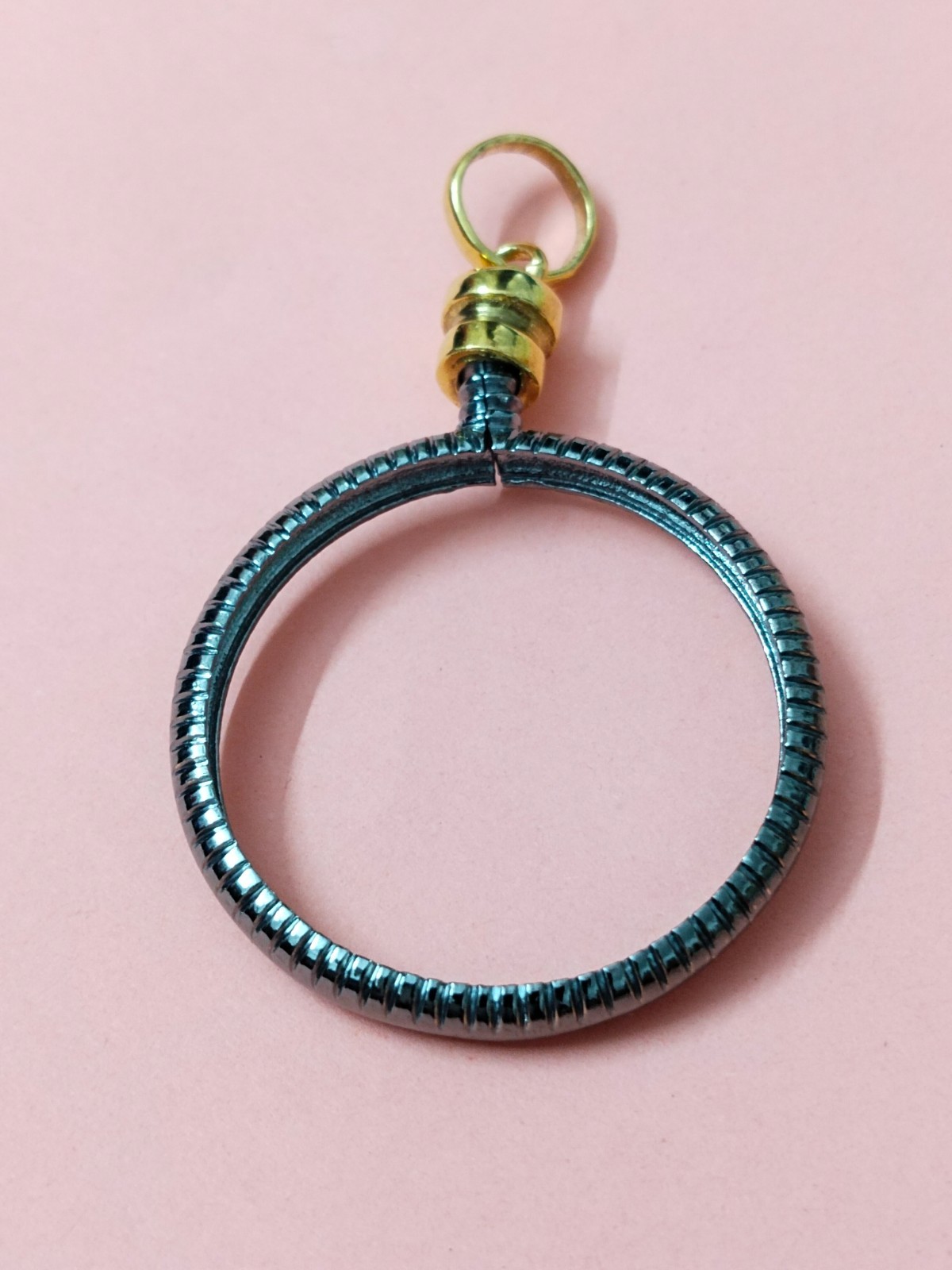 925 Sterling Silver Round Adjustable Bezel Pendant Blank: Coin Connector Setting