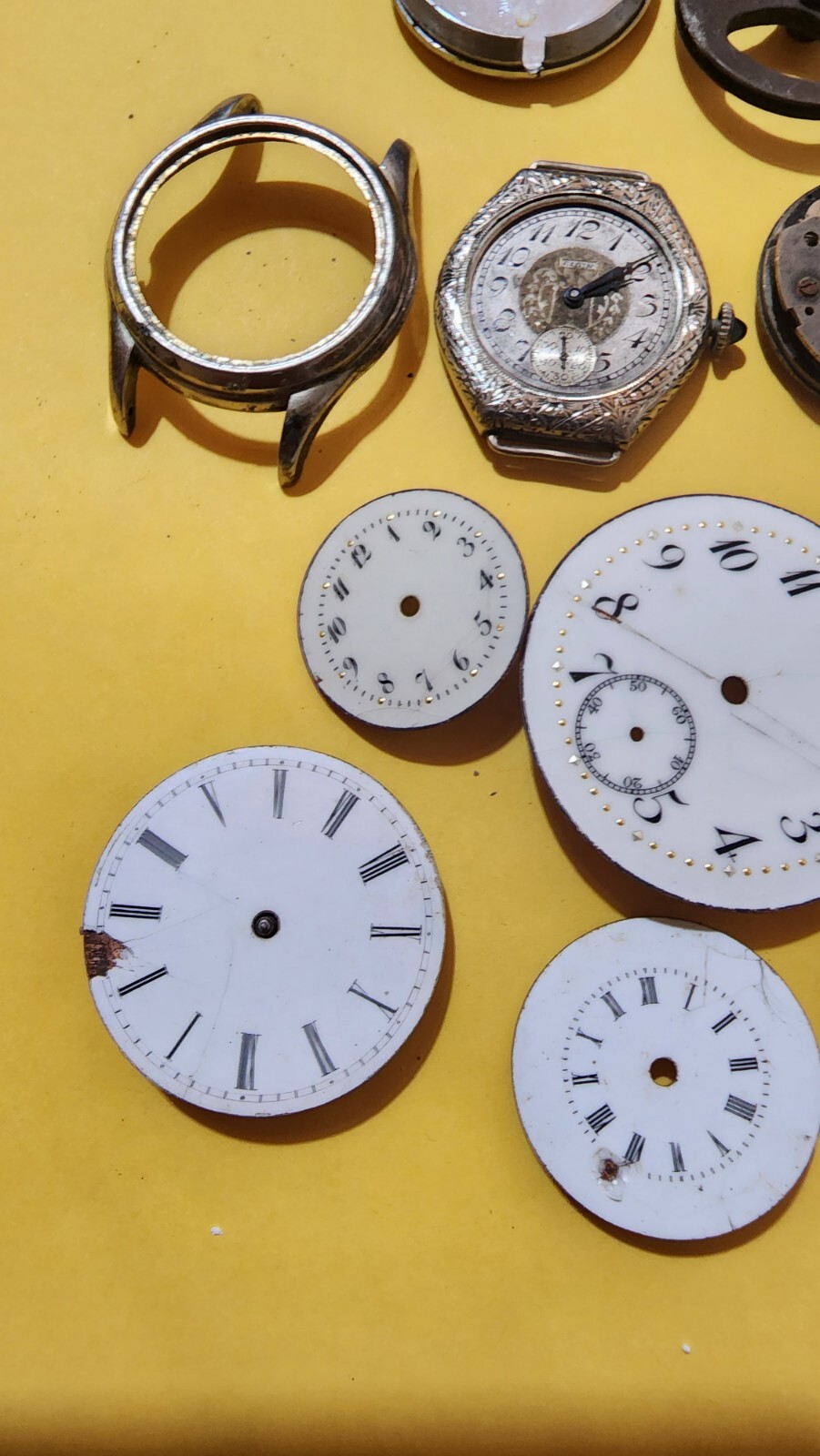 vintage watch movement lot for scrap,repurpose or parts,Waltham, Elgin etc A4