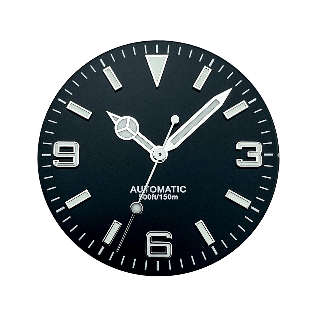 NH38A BGW9 28.5mm Black White Explor Style Watch Dial and Hands Set No Date