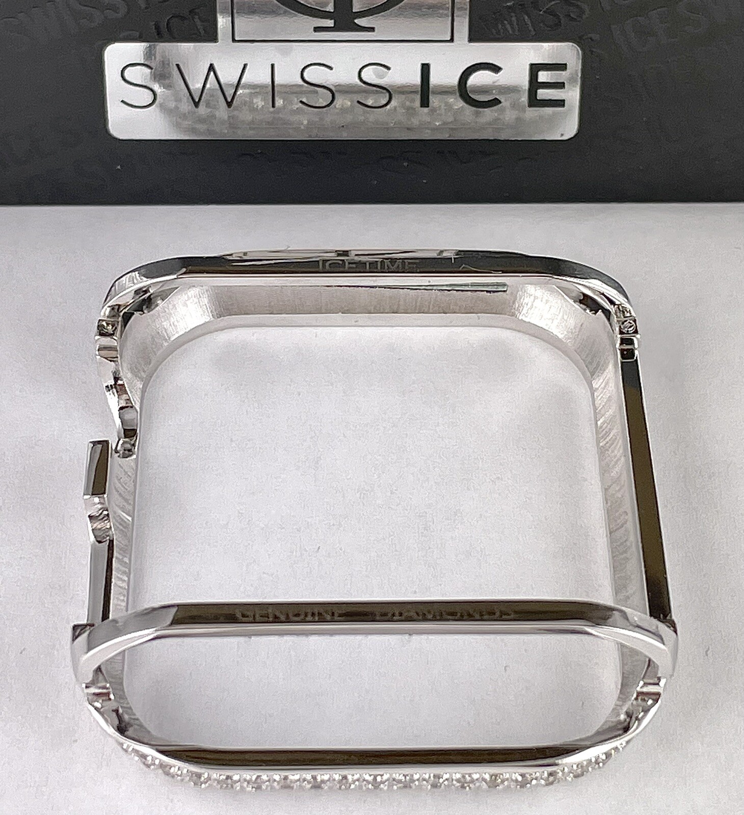 Custom Stainless Steel 3.5ct Genuine Diamonds Bezel/Case For Apple Watch 44mm