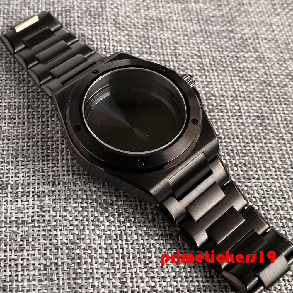 40mm Black PVD Watch Case+Band Sapphire Glass Fit for Engineer Style Watch Build