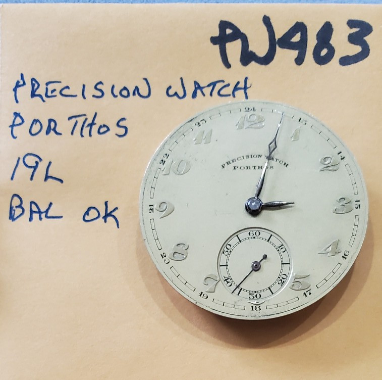 POCKET WATCH MOVEMENT PRECISION WATCH CO 19L PW483