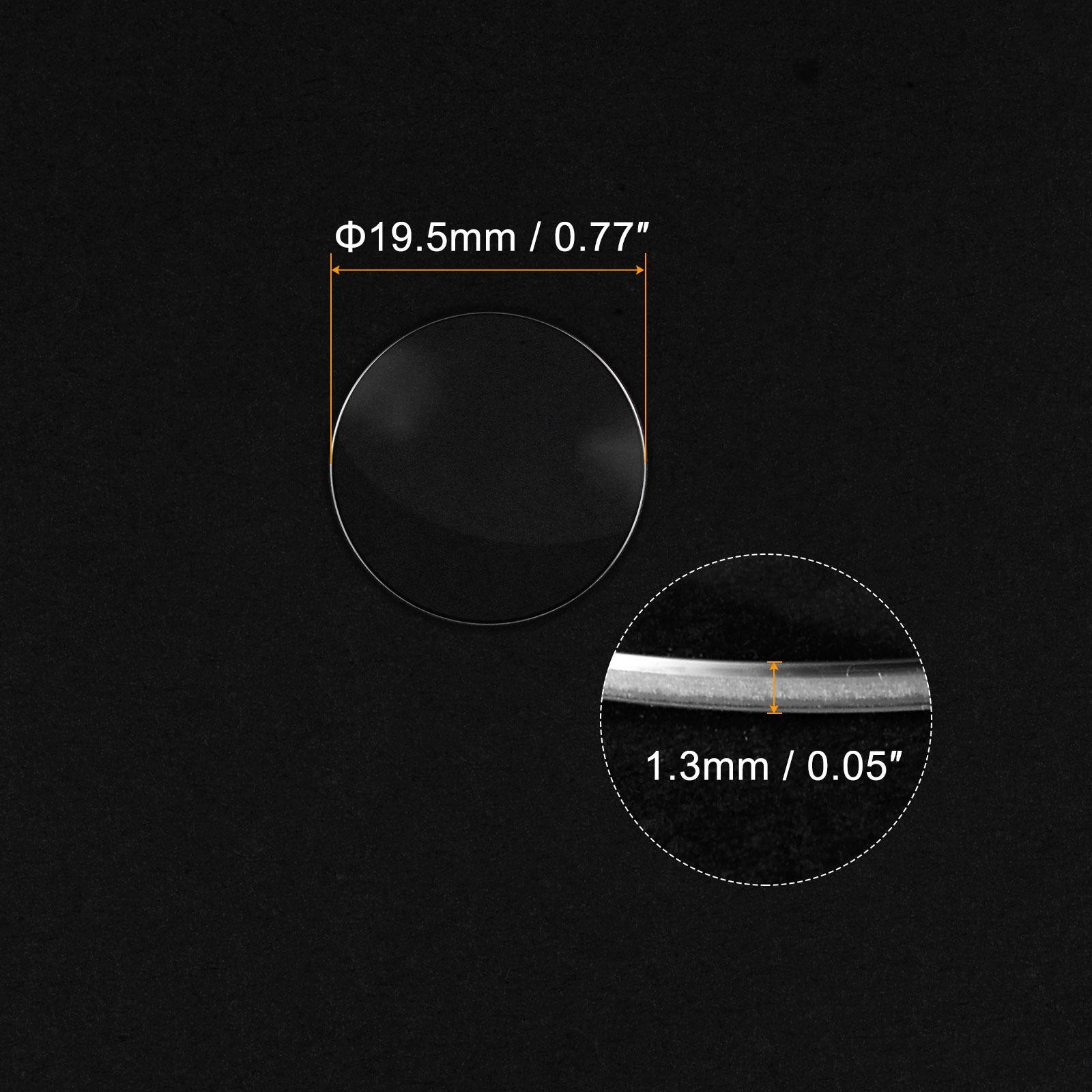 Glass Watch Single Lens Round 19.5mm Dia 1.3mm Edge Thickness, Transparent