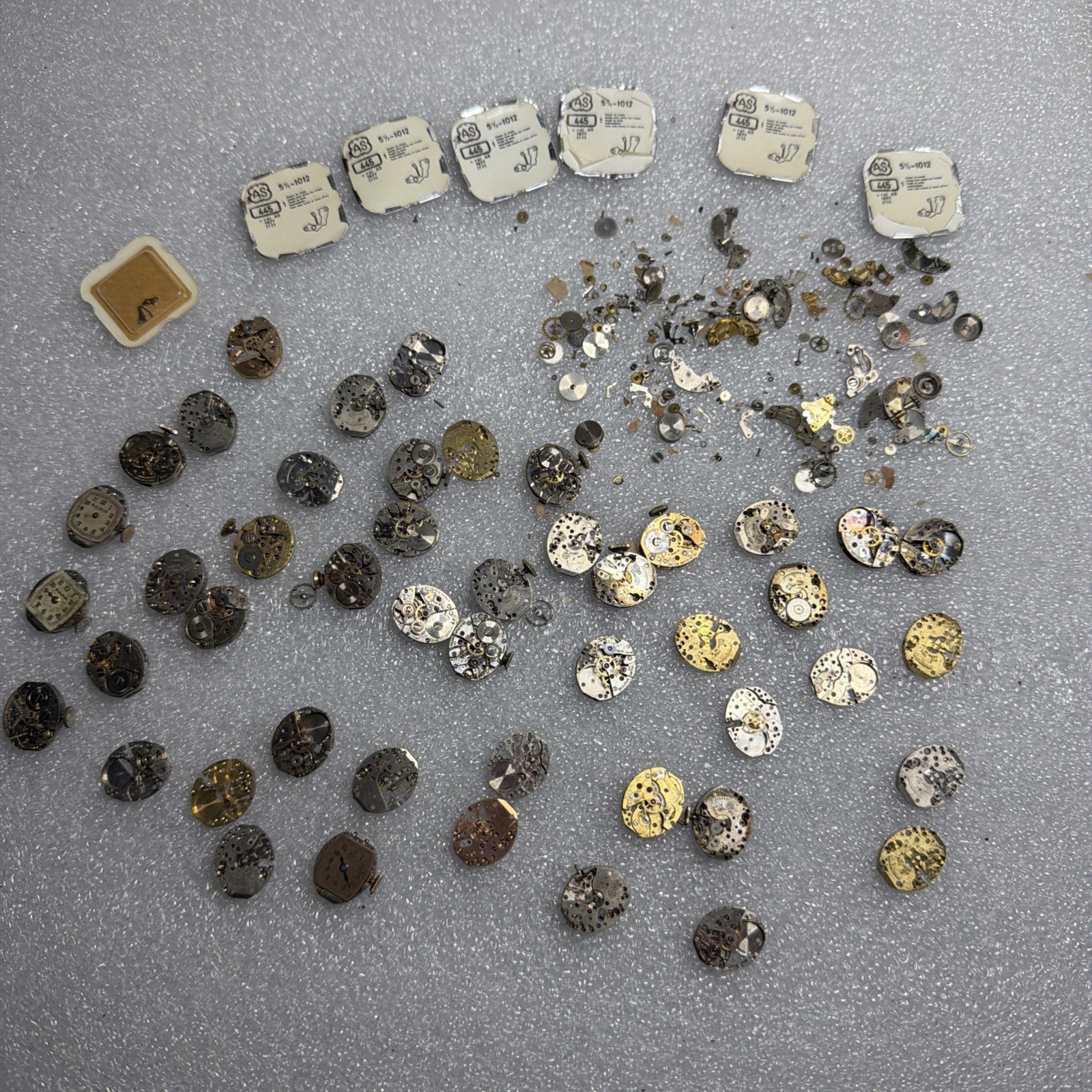 BULK LOT OF WATCH MOVEMENT PARTS – FOR RESTORATION (Listing 5W)