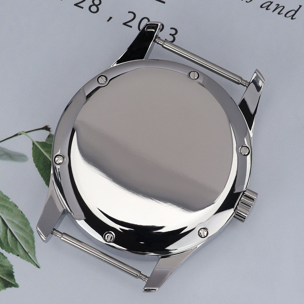 42mm Aviator Watch Cases Vintage Silver Stainless 10ATM For Seiko NH35 Movement