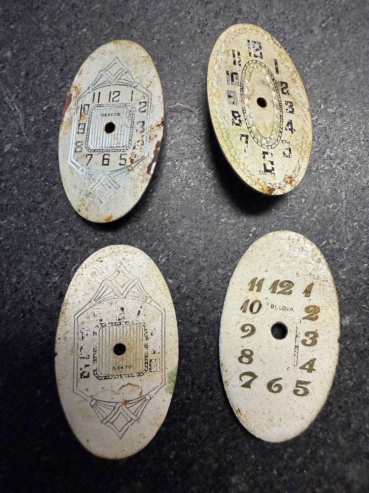 Watch Dial Lot 47 Pieces Bulova Elgin Waltham Gruen Art Deco Parts