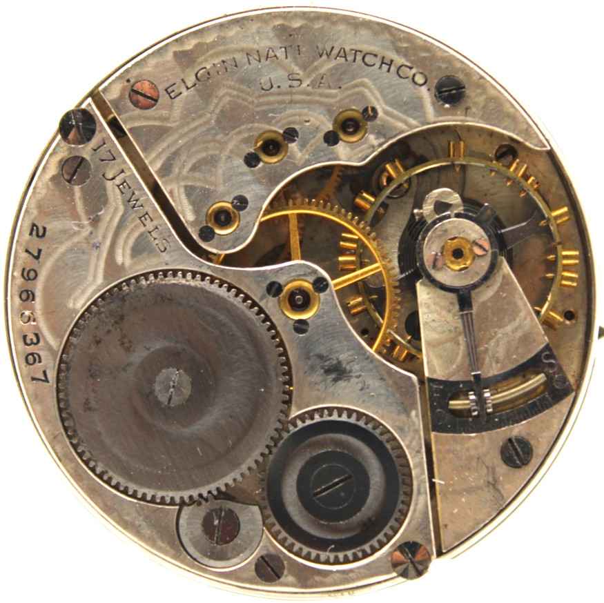 1925 ELGIN POCKET WATCH MOVEMENT 27966367 GRADE 387 16s 17j (JA)