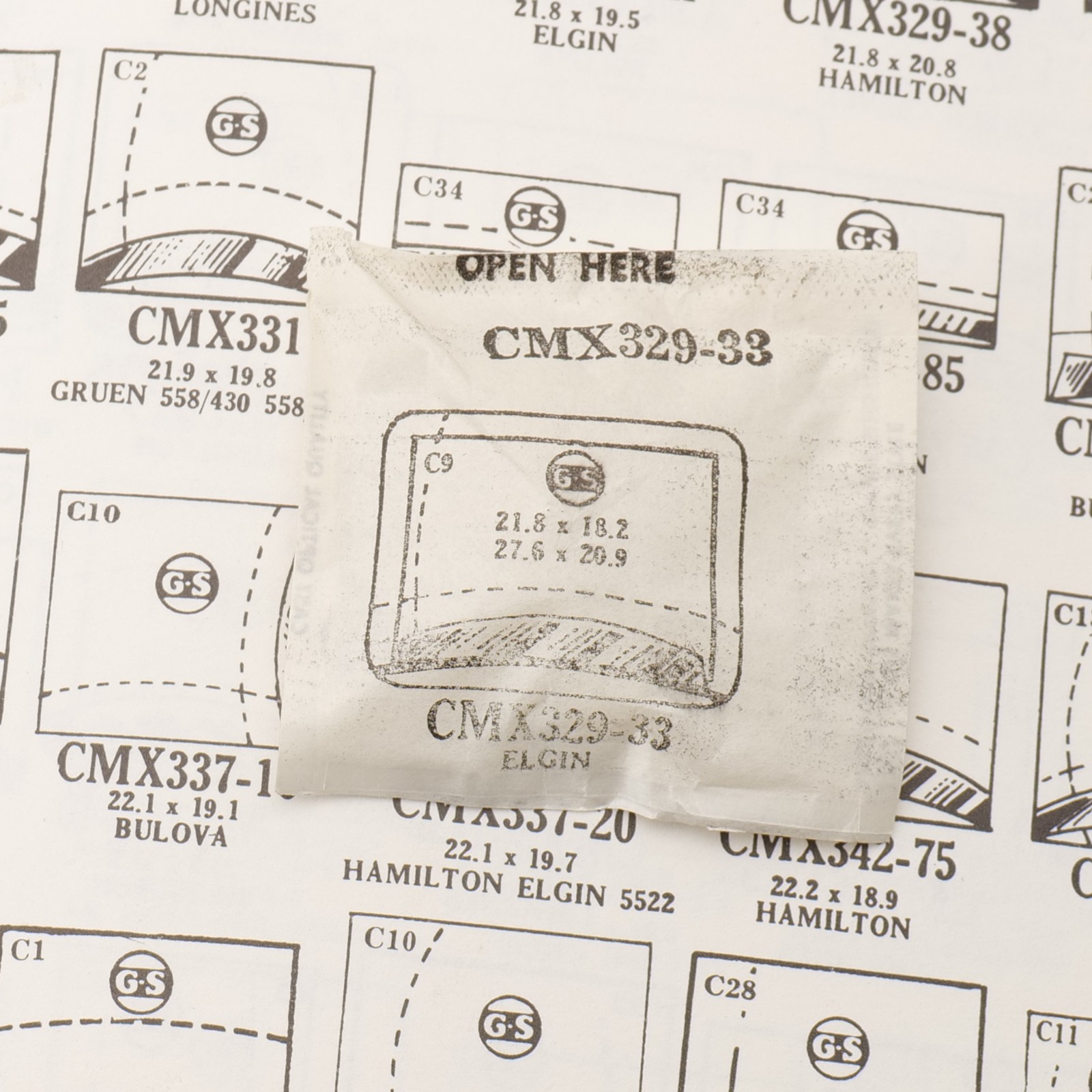 Vintage GS CMX329-33 Crystal Elgin 21.8 x 18.2 New Old Stock Part (MX)