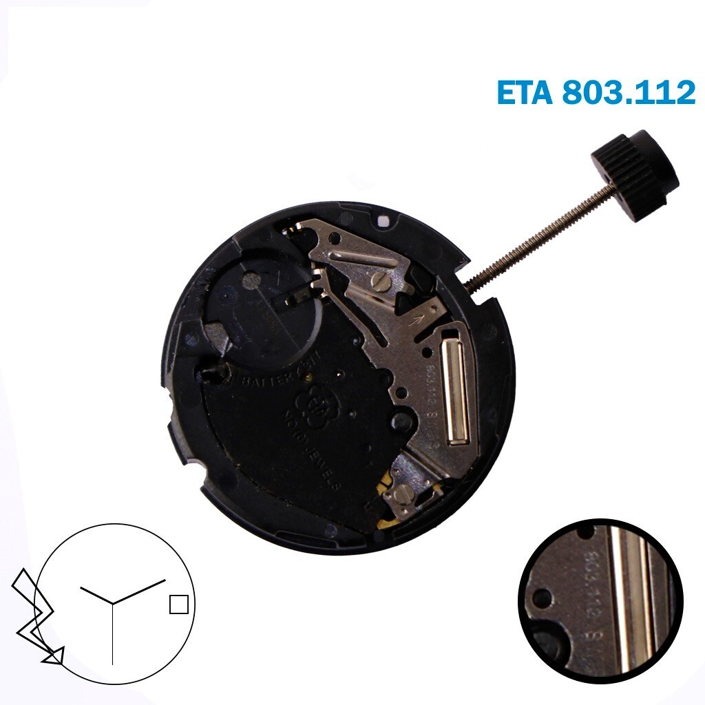 ETA 803.112 Swiss Quartz Movement, 3 Hands, White Date Disk 3.