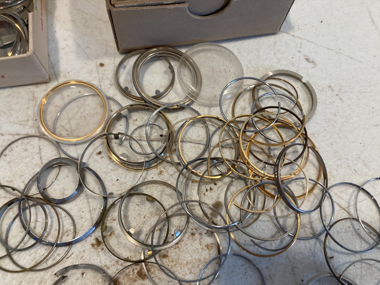 Large Vintage Watch Crystal Bezel & Retaining Ring Parts Lot Glass Acrylic