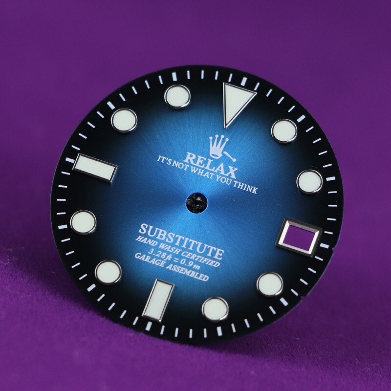 Relax Dial , Gradient blue for NH35 movement bgw9 c3 lume