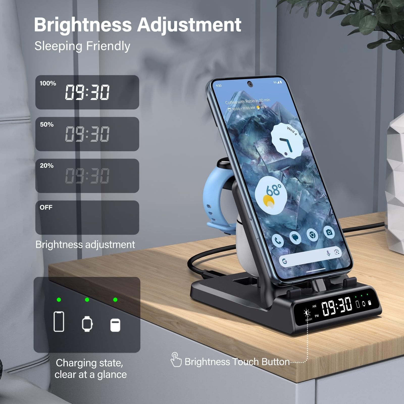 3 in 1 Charging Station for Google Pixel Watch 3/2, 25W Super Fast Wired USB …