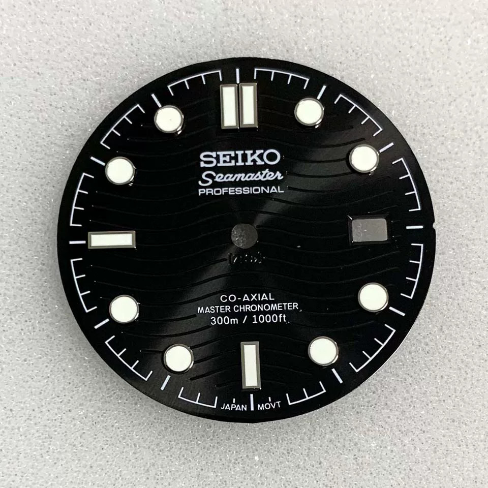 31.8mm Black Watch Dial+Hands Green Luminous for NH35 NH36 Movement Watch Parts