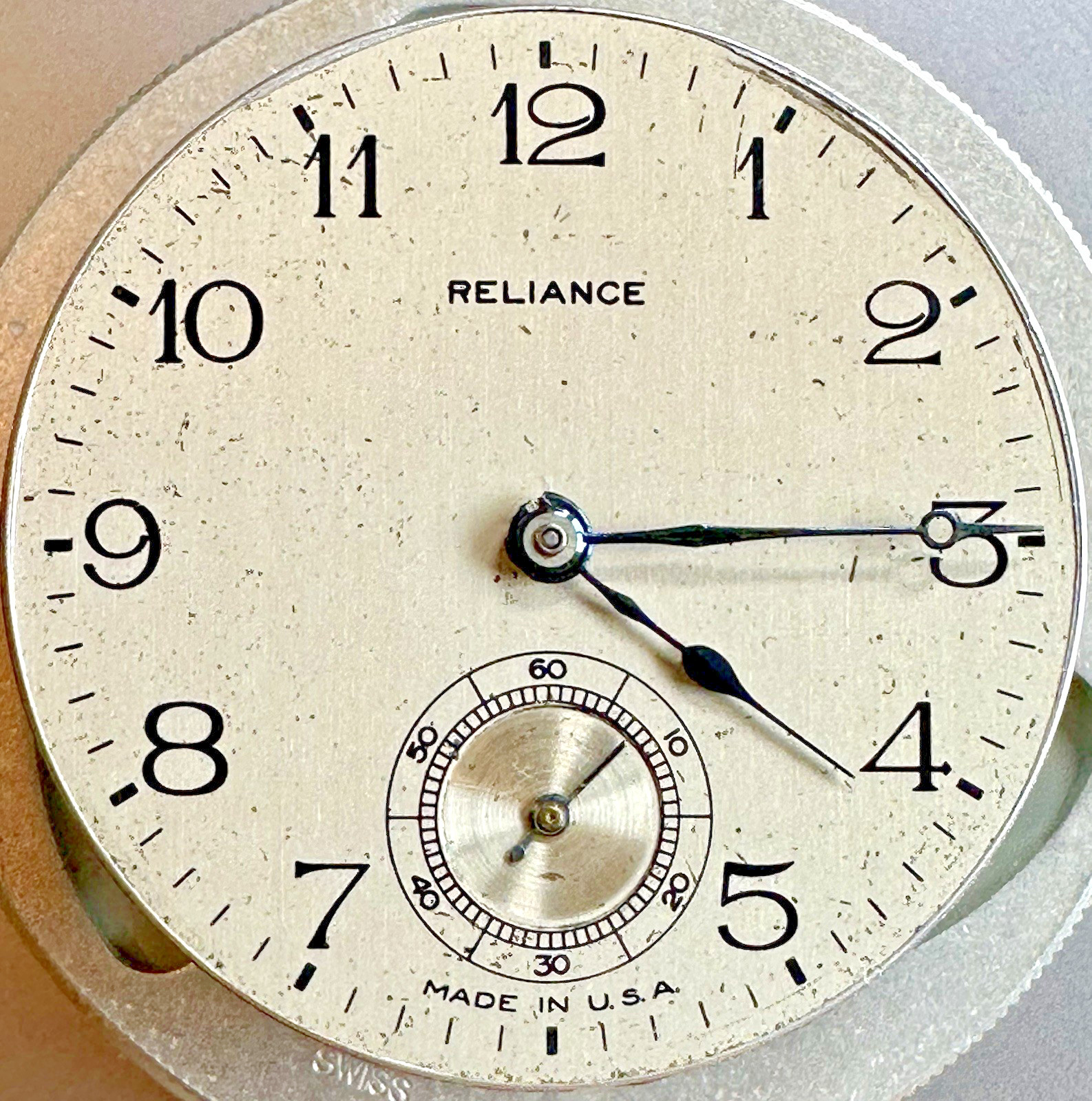 * 1893 16S INGERSOLL RELIANCE 7J Pocket Watch Movement RUNS M98