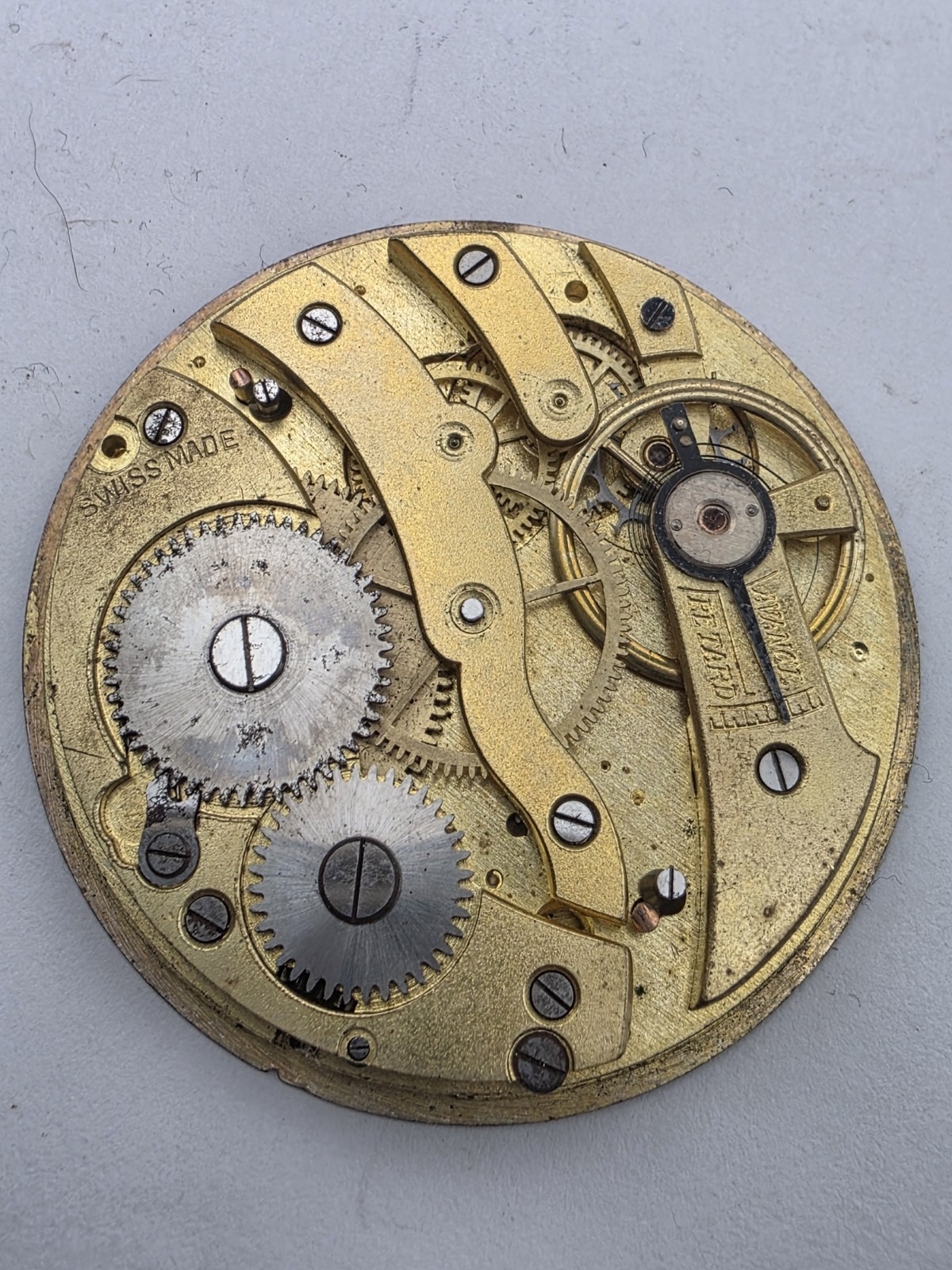 Vintage LANGENDORF 1a Swiss Pocket Watch Movement + Dial 47mm Lot 507