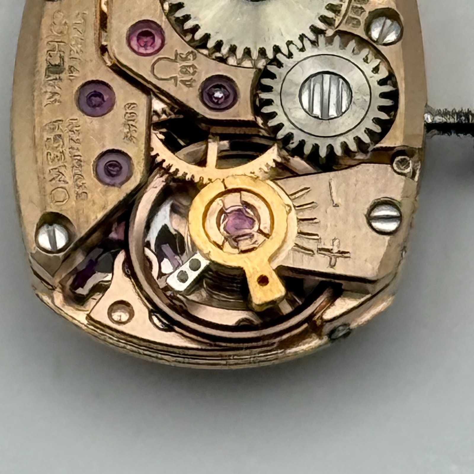 Omega 485 Watch Movement Cabochon Tiger’s Eye Crown Ladies Swiss Parts 15.5mm