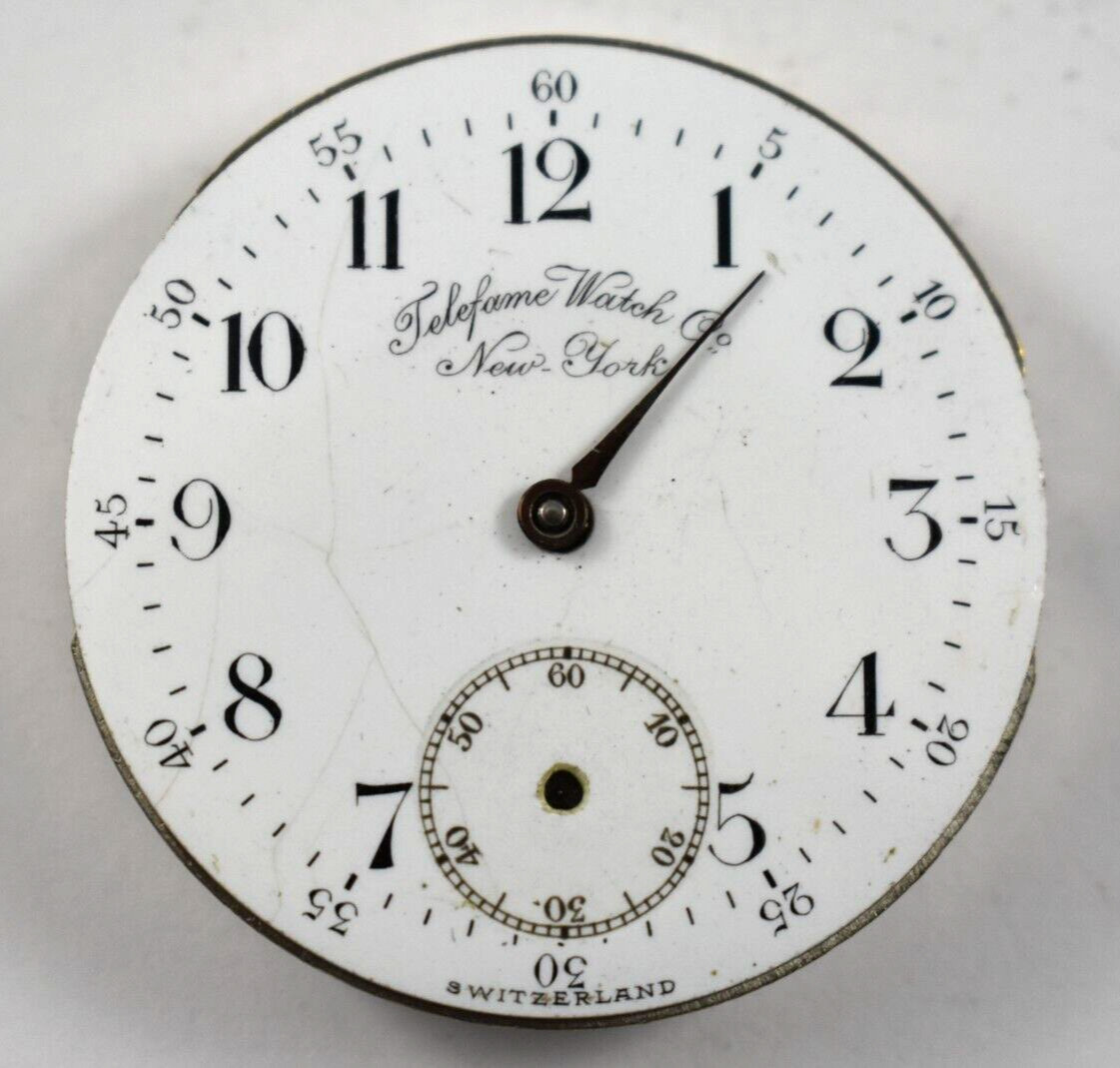 Vintage Telefone Watch Co New York 42.88mm Hunting Pocket Watch Movement lot.ed