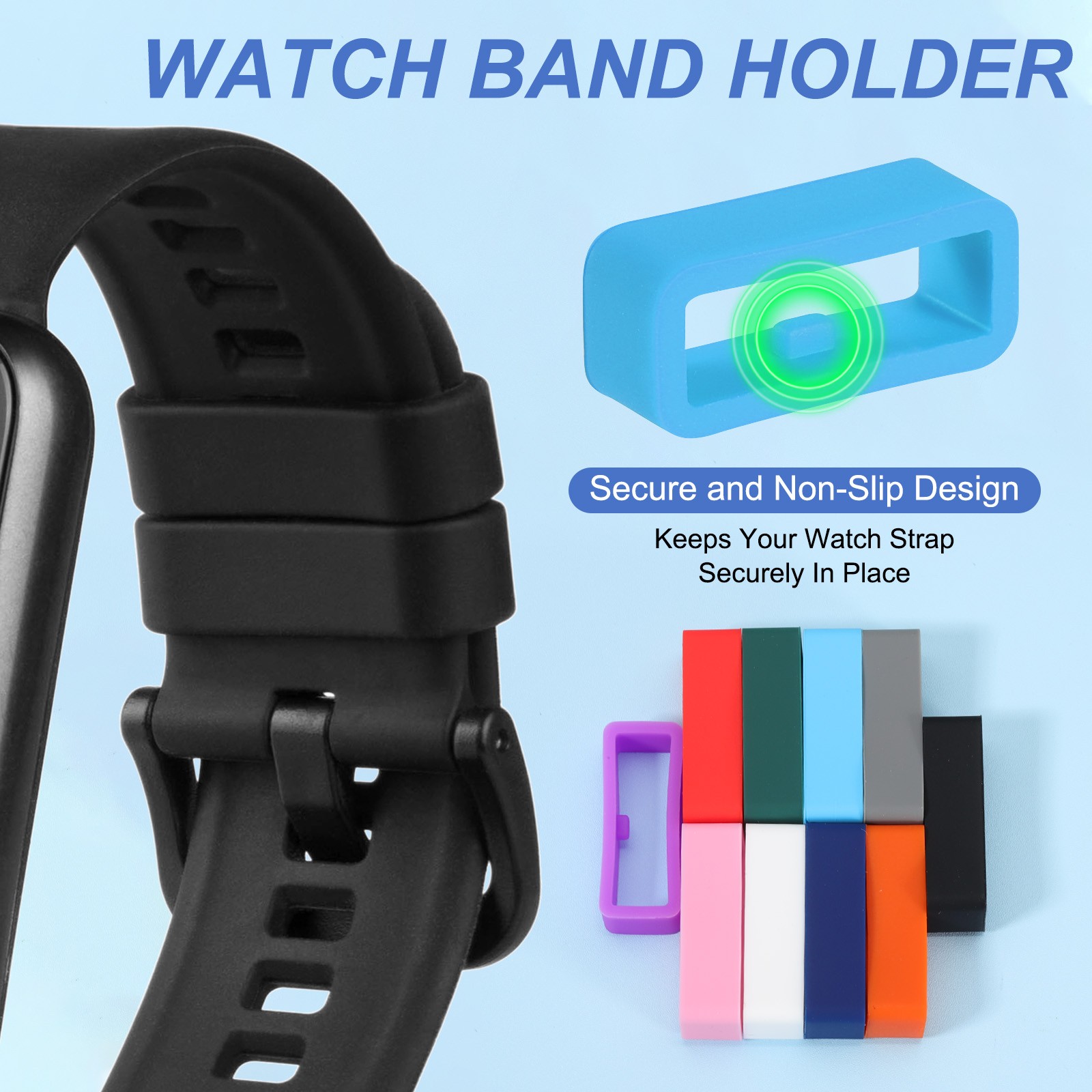 8 Pcs Watch Band Holder Loop, 16mm Universal Watch Replacement Band, Sky Blue