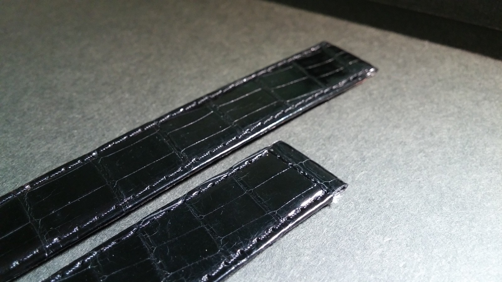 Original Must de Cartier Band 16x16mm SHINY BLACK Crocodile short
