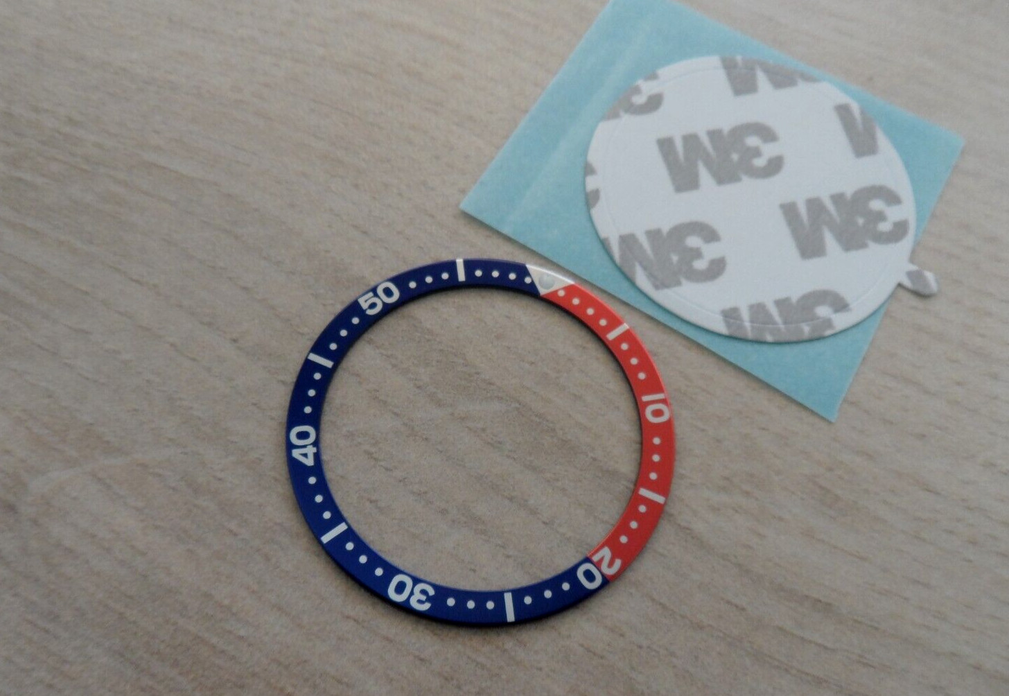 Flat Aluminum Pepsi Bezel Insert for Seiko SKX SRPD Bezel Blue Red+Adhesive Ring