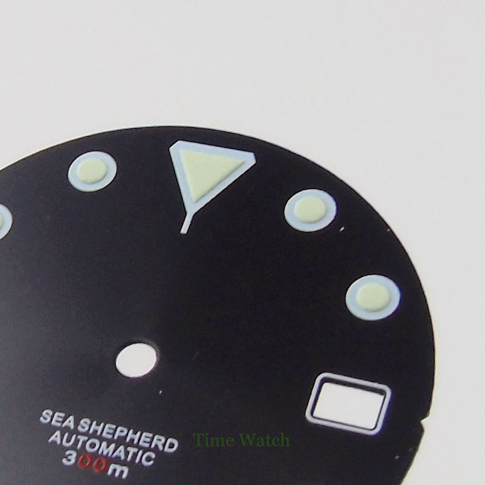 28.5mm Luminous Watch Dial Fit NH35/NH35A Movement Date Window For 3H/4H Crown