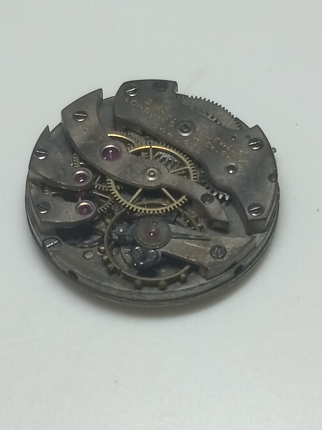 Vintage 1916 Longines 15 jewels 3 adj. movement & dial for part As Is # 3445955