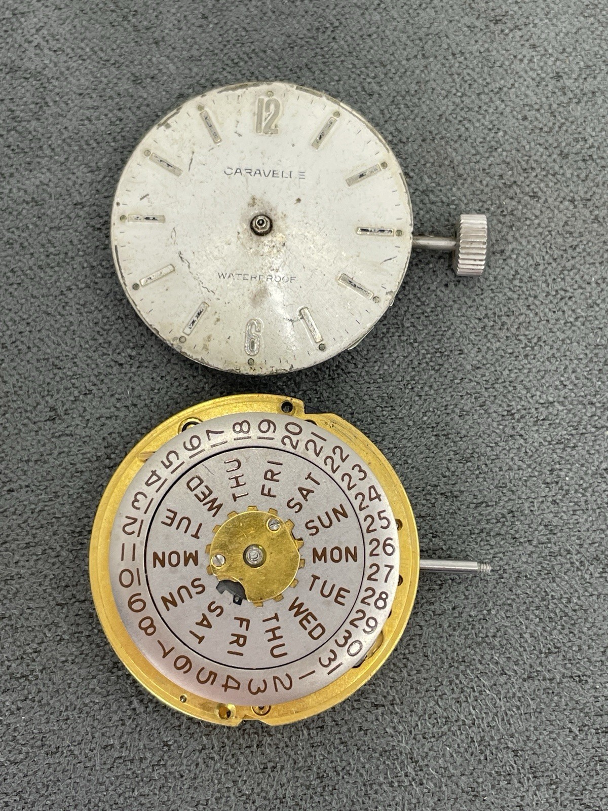 Watchmaker Parts Lot # 7 Movements, 8 Day Plate, Cases. Waltham, NY Standard, Et