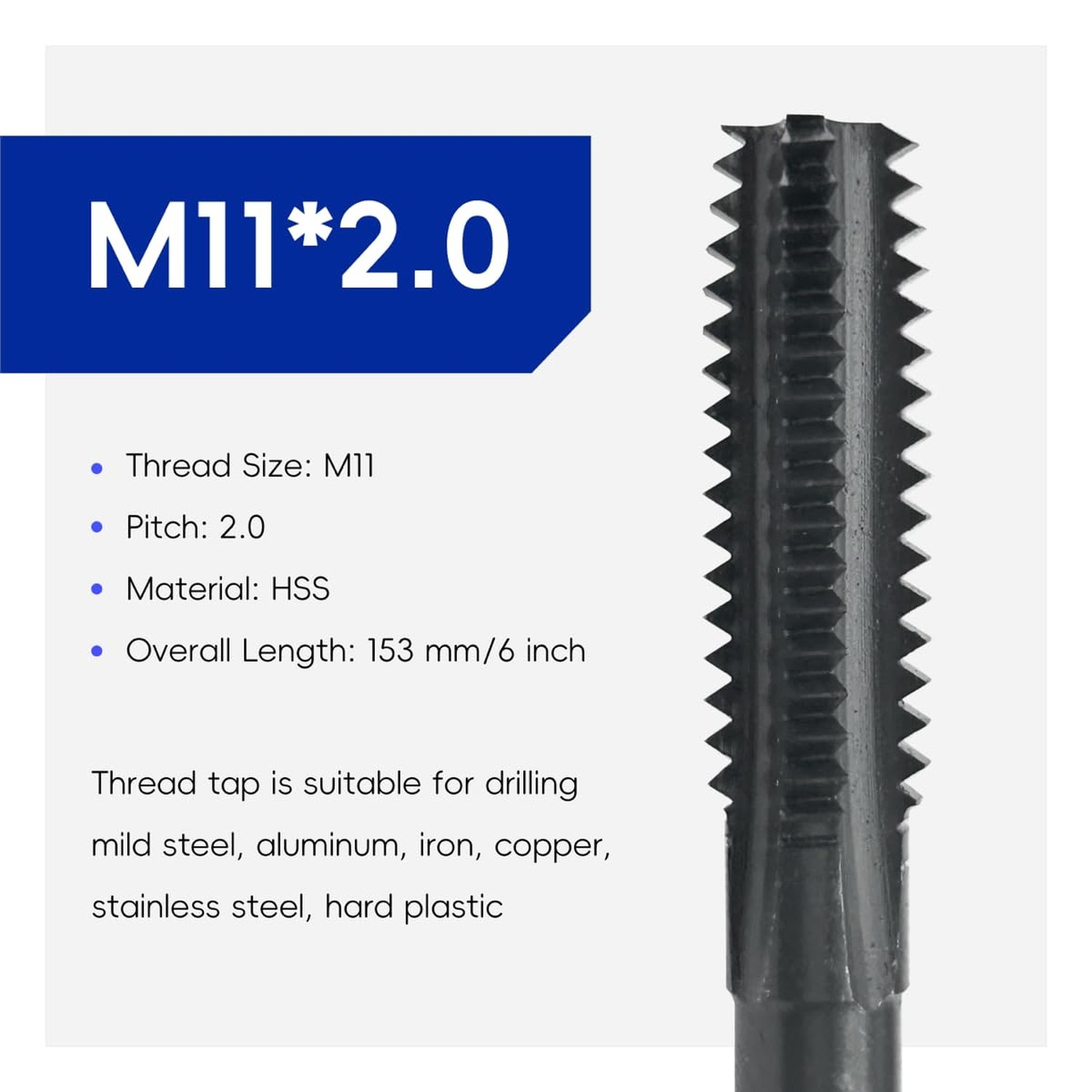 Replacement for 9120011 912-0011, 11mm x 2.00, Thread Cleaning Tap – M11 x