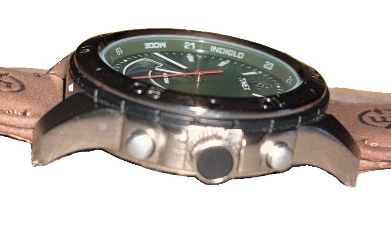 Vintage 2009 Timex Expedition T45201 Dual Time Ana-Digi Watch Green Dial WR100M