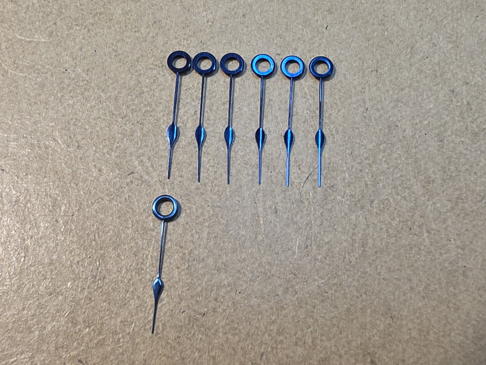 Lot Of 7 Vintage NOS American Pocket Watch 16s Blue Spade Hour Hands Hole 190